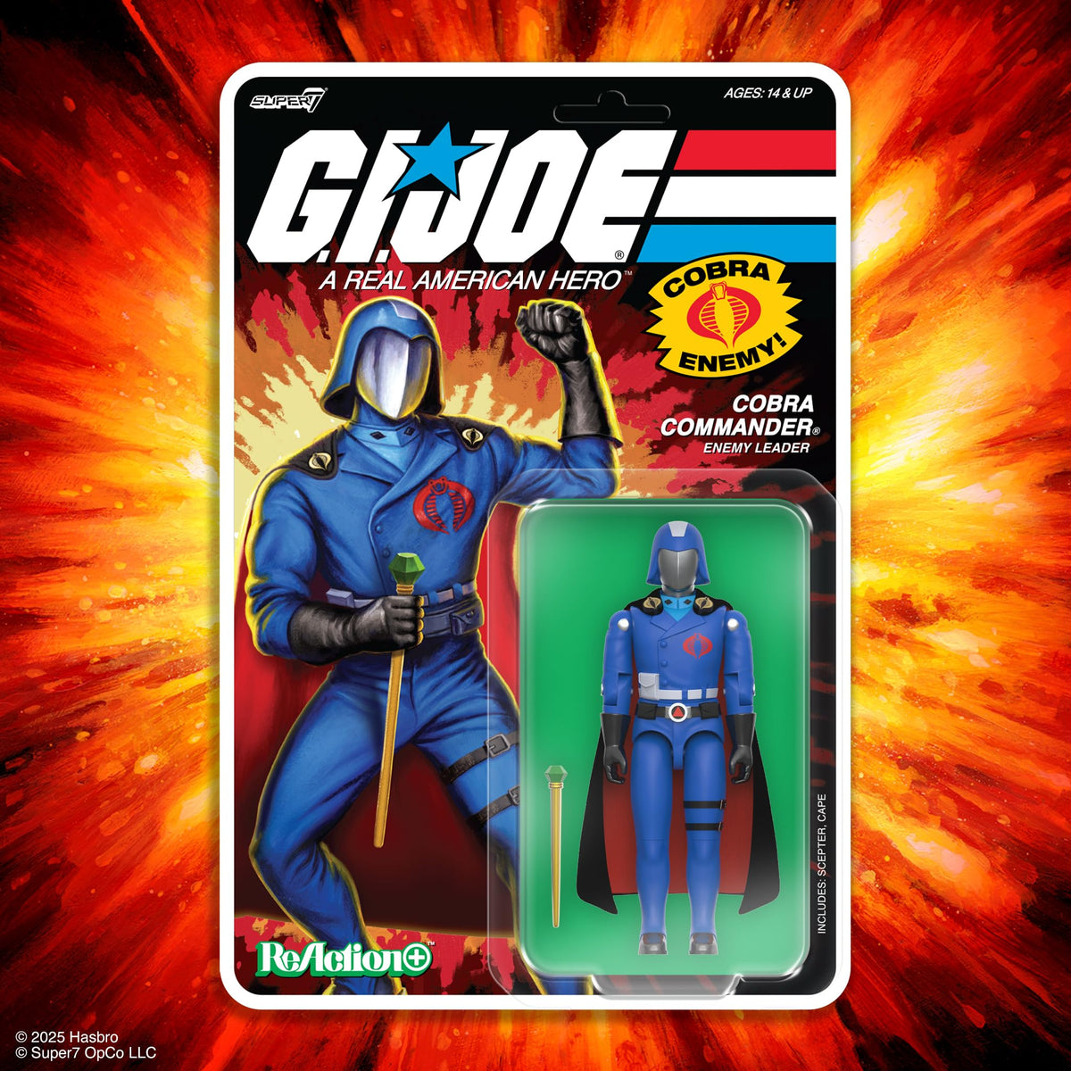 Super7 Reaction+ G.I. Joe Cobra Commander (Movie, Black Cape) - 3.75" G.I. Joe Action Figure with Accessories - Classic Cartoon Collectibles and Retro
