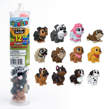 Wigglitz Puppies 12 Pack-12 Collectible Wiggly Fidget Toys - Award-Winning, Plant-Based, Made in USA - Puppies Series Characters for Collecting