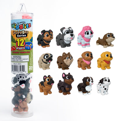 Wigglitz Puppies 12 Pack-12 Collectible Wiggly Fidget Toys - Award-Winning, Plant-Based, Made in USA - Puppies Series Characters for Collecting