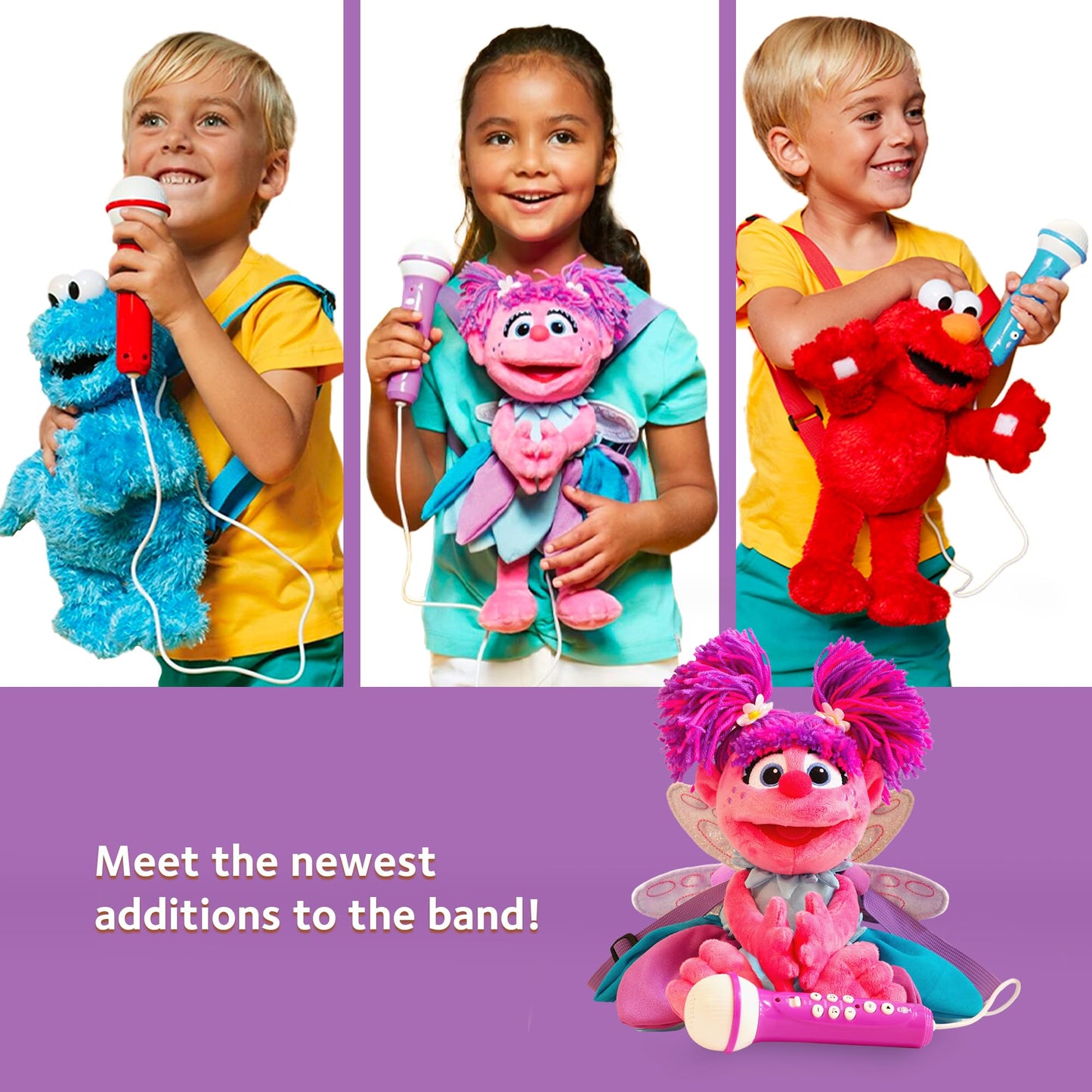 Singing Machine Karaoke Plush Sesame Street Toys (Abby Caddaby Plush Toy) - Adjustable Carrying Straps - Sing-Along Built-in Real Working Microphone &