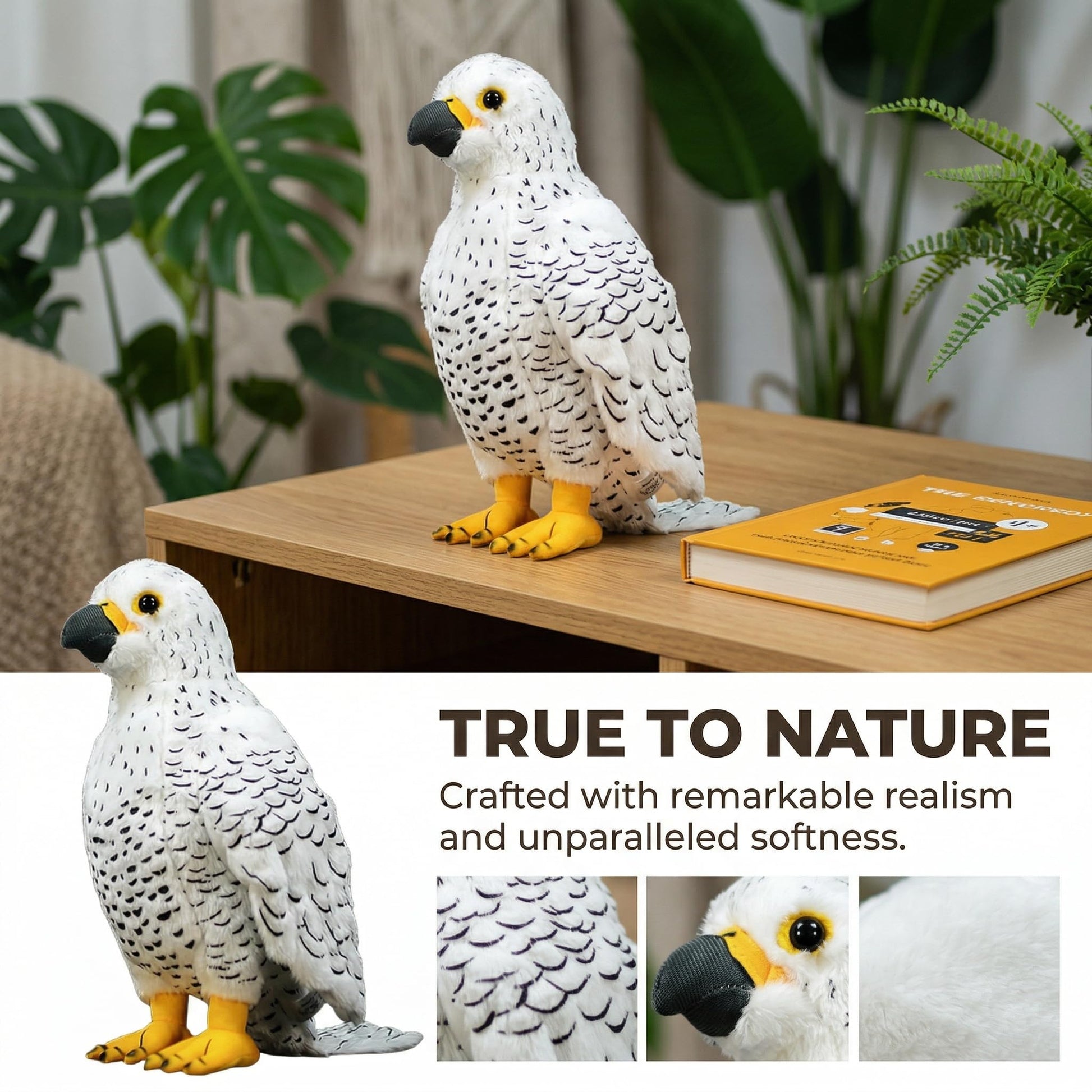 BABY FRANKIEZHOU Simulation White Gyrfalcon Bird Soft Stuffed Plush Toy|Super Falcons Dolls Cute Lifelike Model Gifts|Perfect for Science