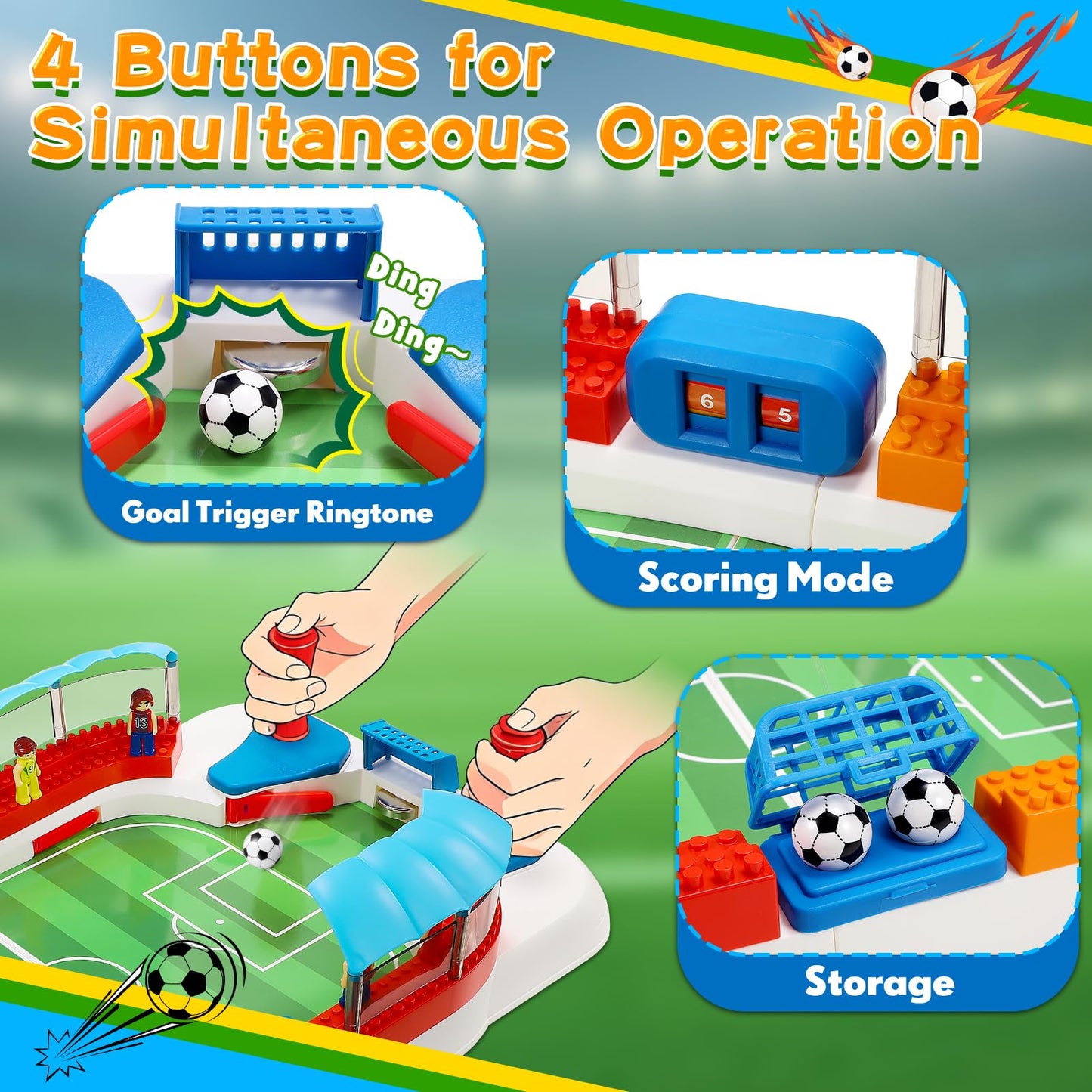 Mini Foosball Table Game Soccer Toys for Kids Ages 3 4 5 6 7 8-12 - Portable Soccer Board Game, Interactive Tabletop Sports Toy, for Boys Girls