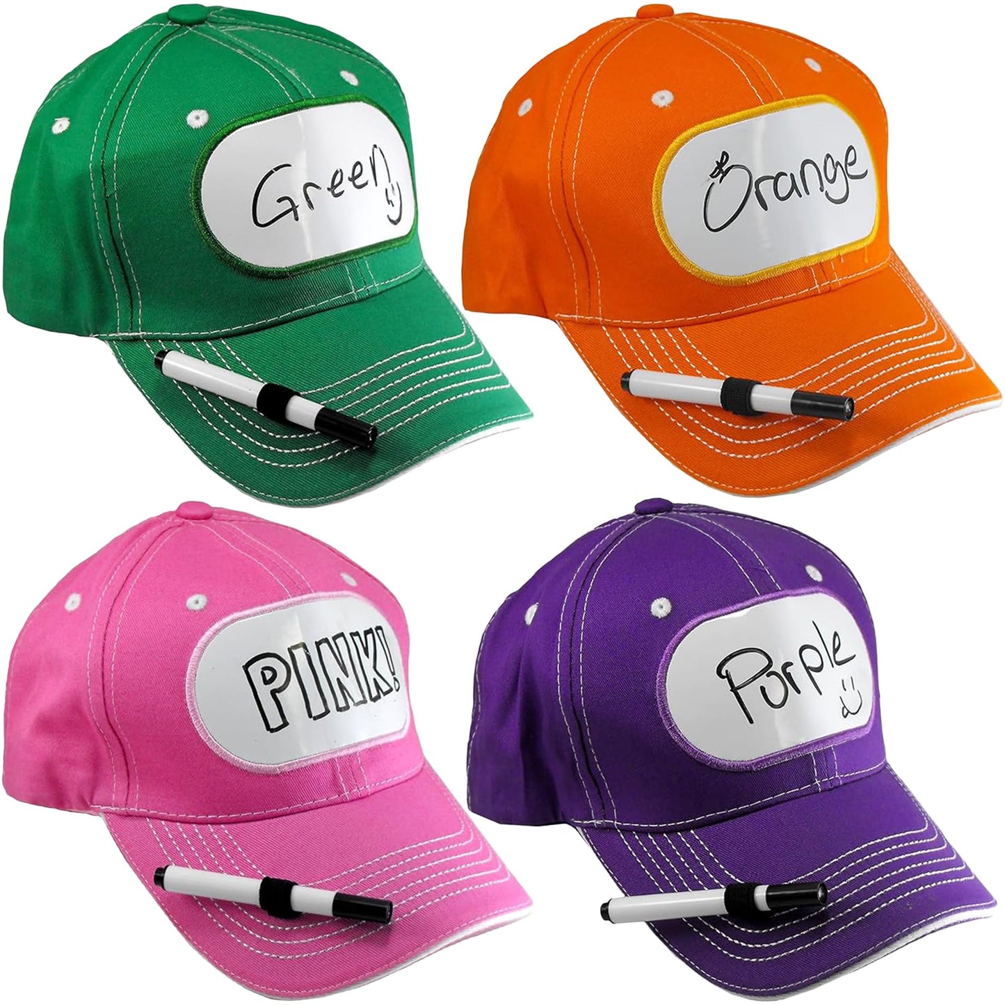 Dry Erase Billboard Cap Ideal for Fundraising, Bachelor Party, Birthday Party Hat Sororities Wear Them to Play Drinking Games! (4 Hats)