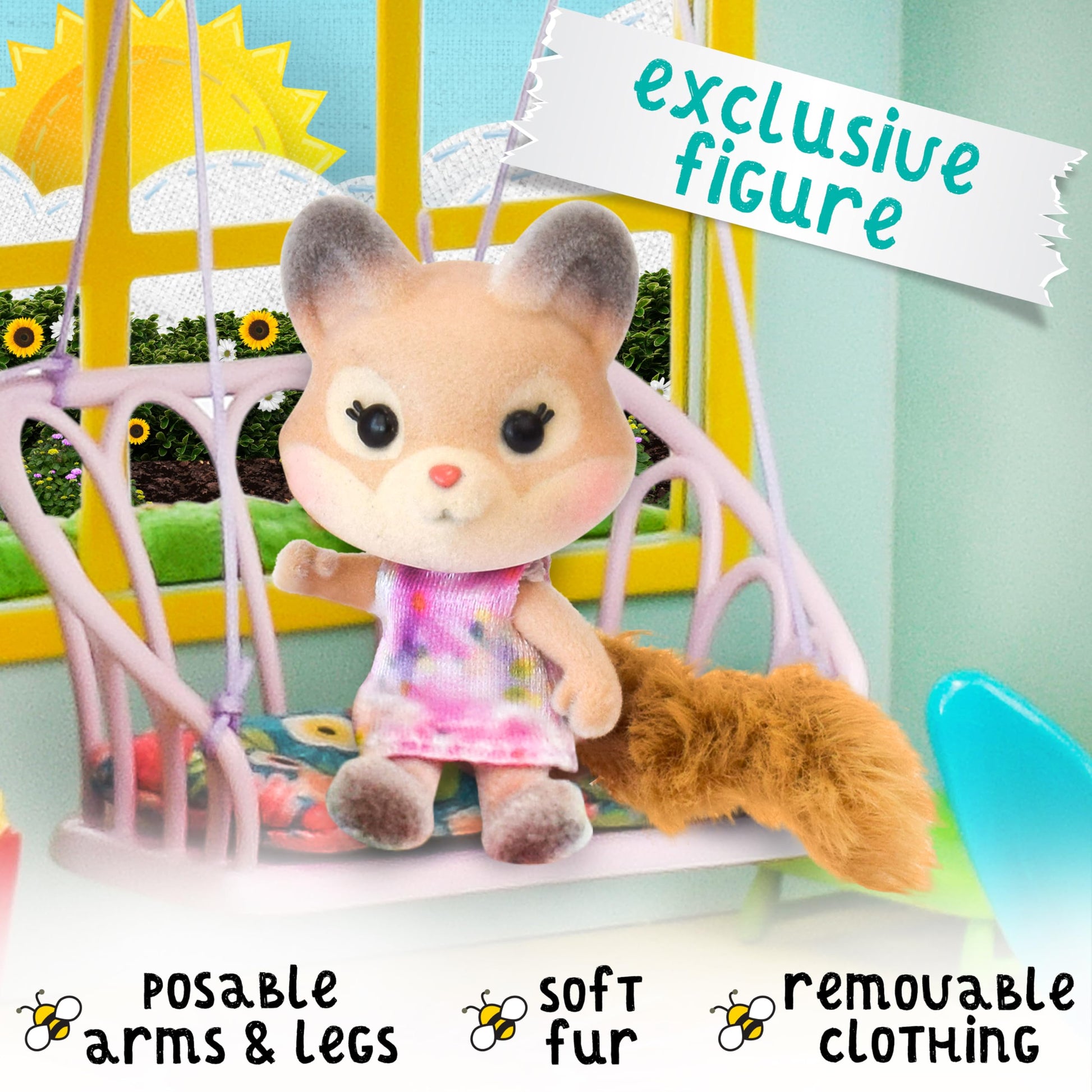 Honey Bee Acres Interactive 2 Story Tree House Playset with Exclusive Squirrel Poseable Figure Includes 21 Pieces