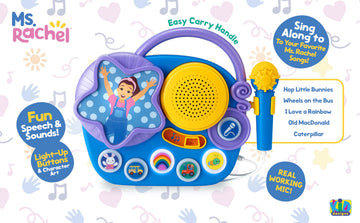eKids Ms Rachel Karaoke Microphone with Boombox for Fans of Toddler Toys, Kids Karaoke Machine with Built in Music, Great Gifts for Kids