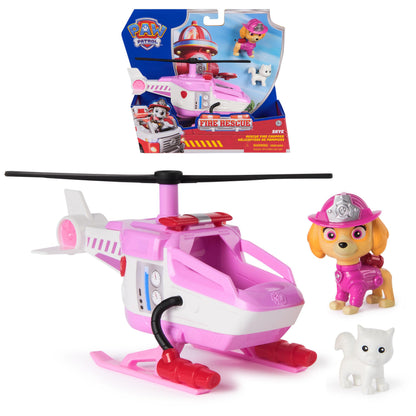 PAW Patrol Fire Rescue Skyes Rescue Helicopter with Skye Dog Figure and Cat Figure, Toy for Children from 3 Years