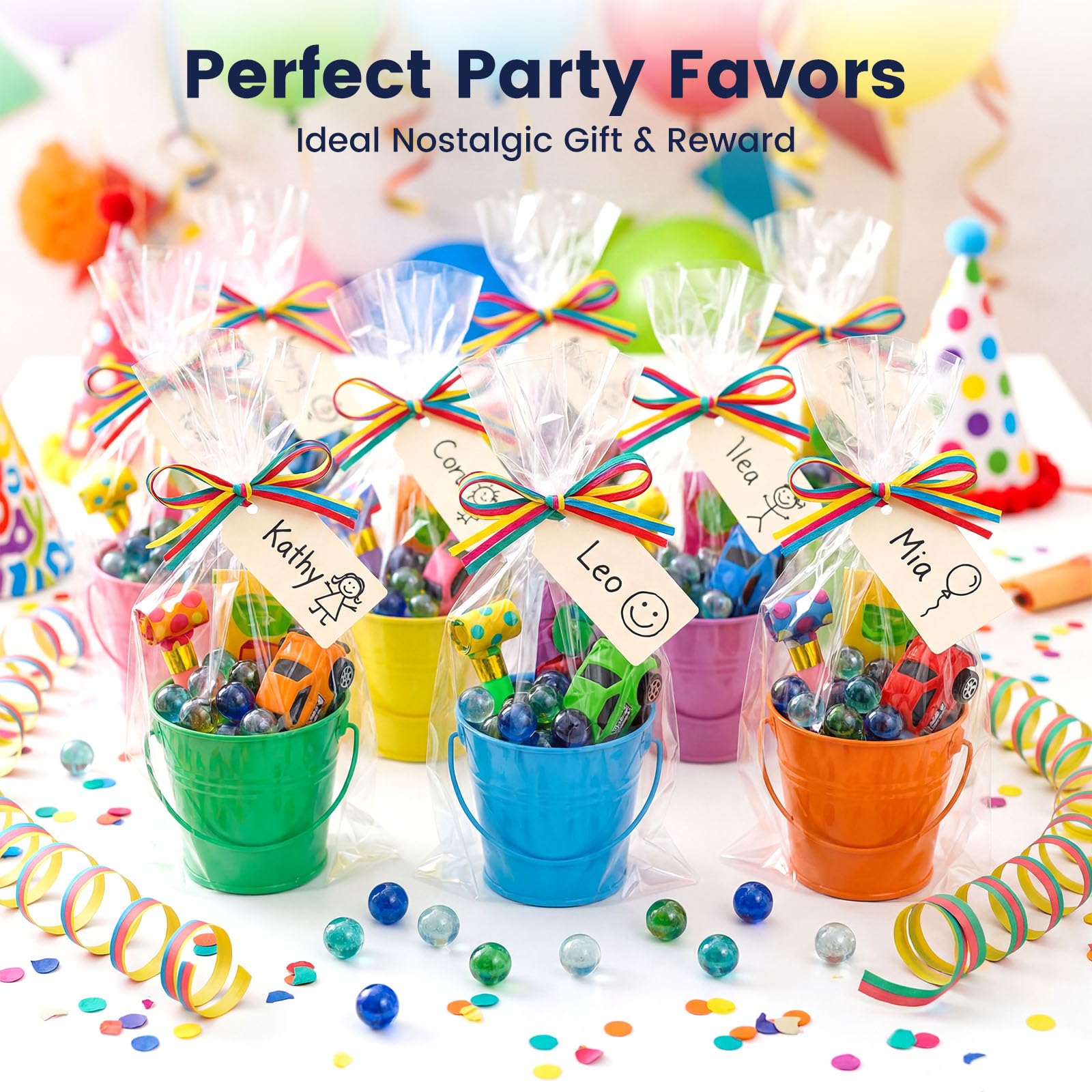 POPLAY 200PCS Marbles Bulk with Whistle, for Marbles Run and Racing Games