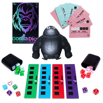 Point Games Gorilla Dice Game - Fast-Paced Family Math Board Game - Includes 24 Dice, 4 Trays, 80 Cards & Jumbo Gorilla - Fun Educational Learning Toy