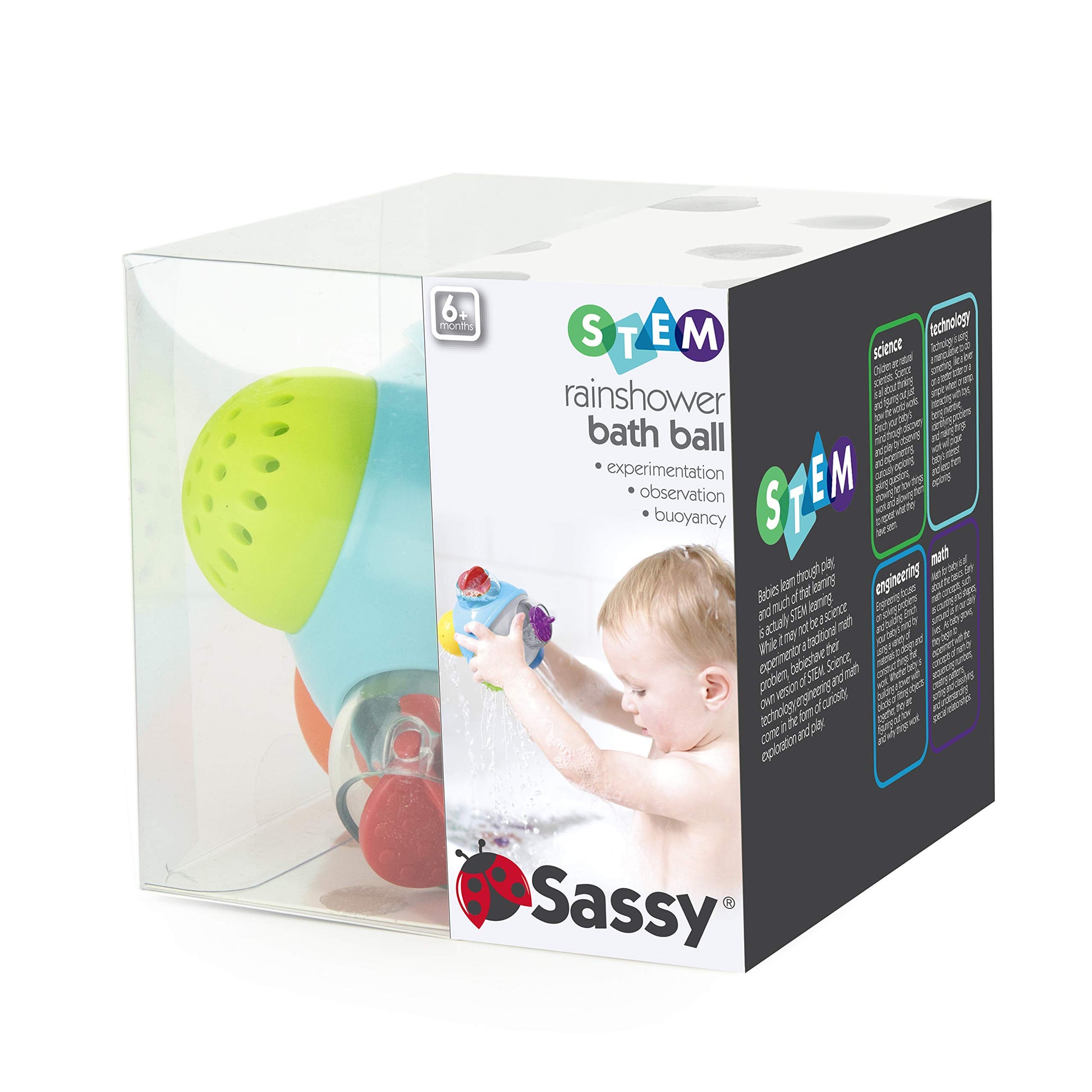 Sassy Rain Shower Bath Ball STEM Bath Toy, 6+ Months