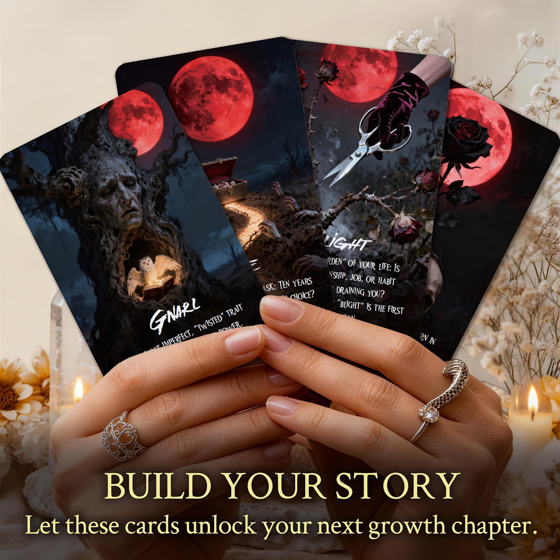 MISS FIRE Blood Moon Oracle Cards: 55-Card Deck for Rituals & Divination | Harness Lunar Eclipse Energy for Shadow Work, Powerful Magic & Profound