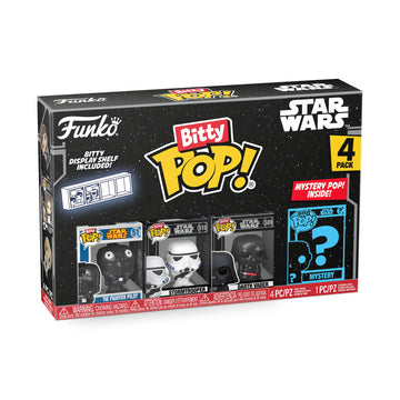 Funko Bitty POP! Star Wars - Darth Vader, 4-Pack - Darth Vader, TIE Fighter Pilot, Stormtrooper and A Surprise Mystery Mini Figure - 0.9 Inch (2.2 Cm)