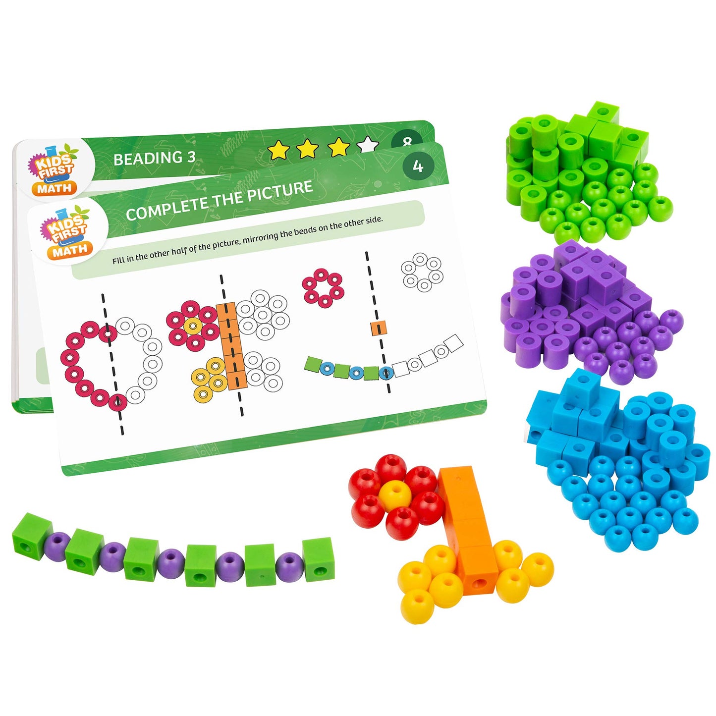 Kids First Math: Lacing Beads Math Kit w/Activity Cards | Develop Skills in Counting, Sorting, Sequencing, Pattern Recognition | Visual Hands-on Math