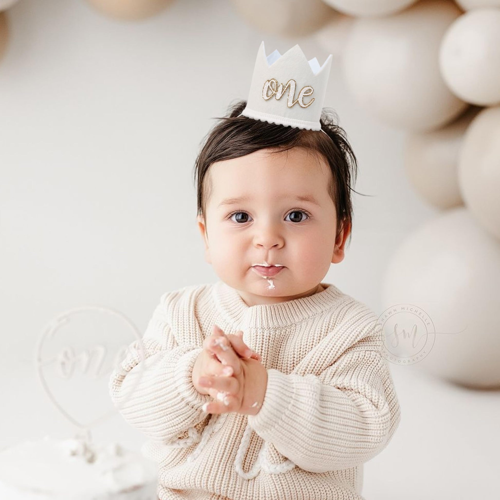 KOJIN 1 St Birthday Crown Hat For Baby - Boho First Birthday Celebration Hat,Natural Boho One Year Of Decorations