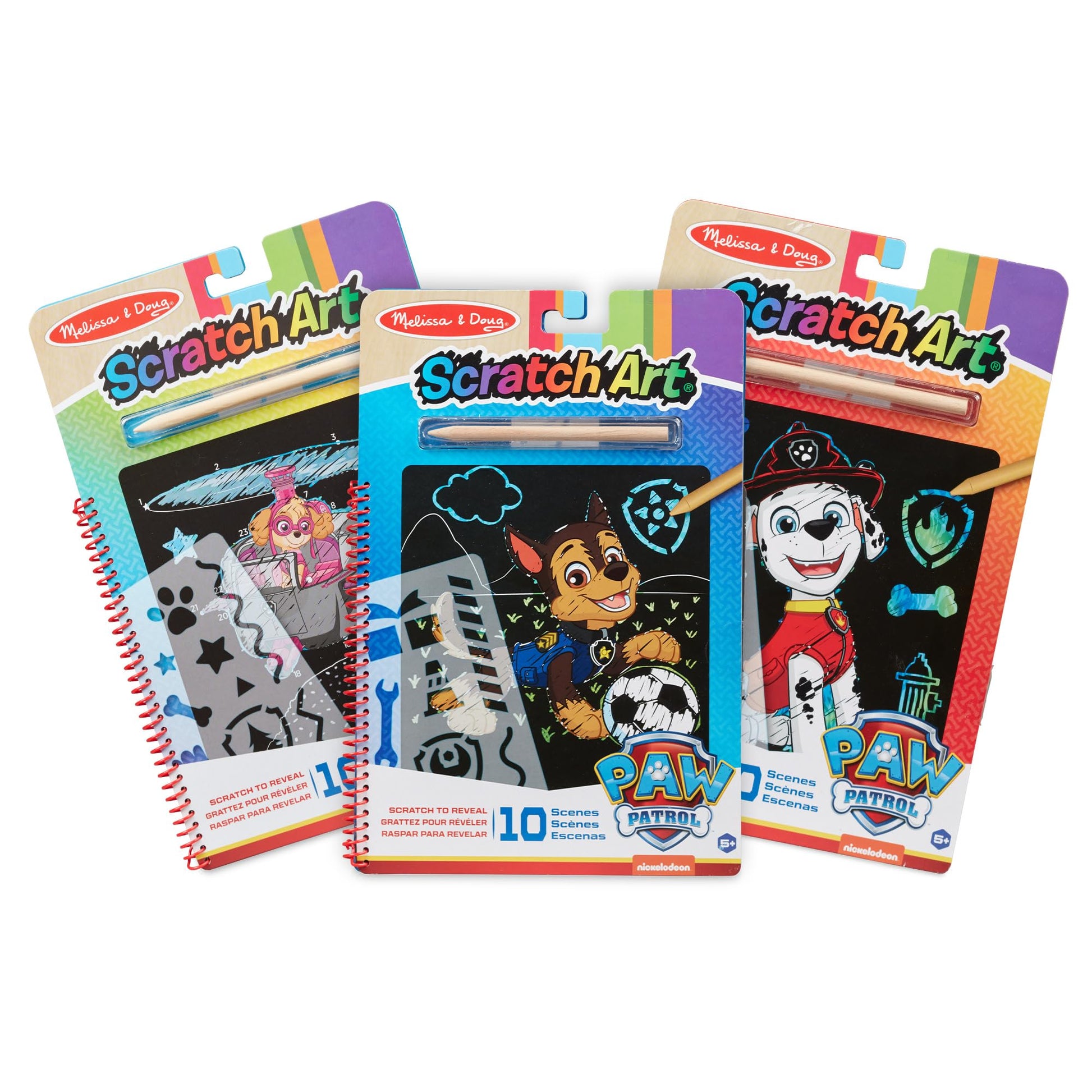 Melissa & Doug PAW Patrol Scratch Art 3-Pack - Chase, Skye, Marshall Color Reveal Travel Activity Pads