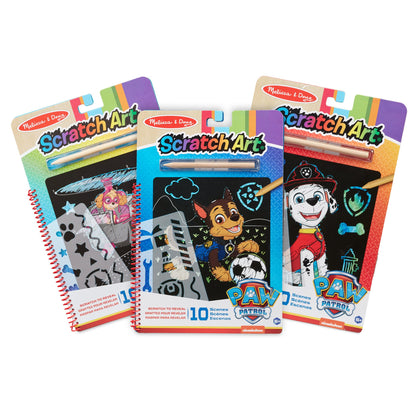 Melissa & Doug PAW Patrol Scratch Art 3-Pack - Chase, Skye, Marshall Color Reveal Travel Activity Pads