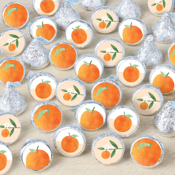 Big Dot of Happiness Little Cutie Clementine - Orange Citrus Baby Shower and Birthday Party Small Round Candy Stickers - Party Favor Labels - 324
