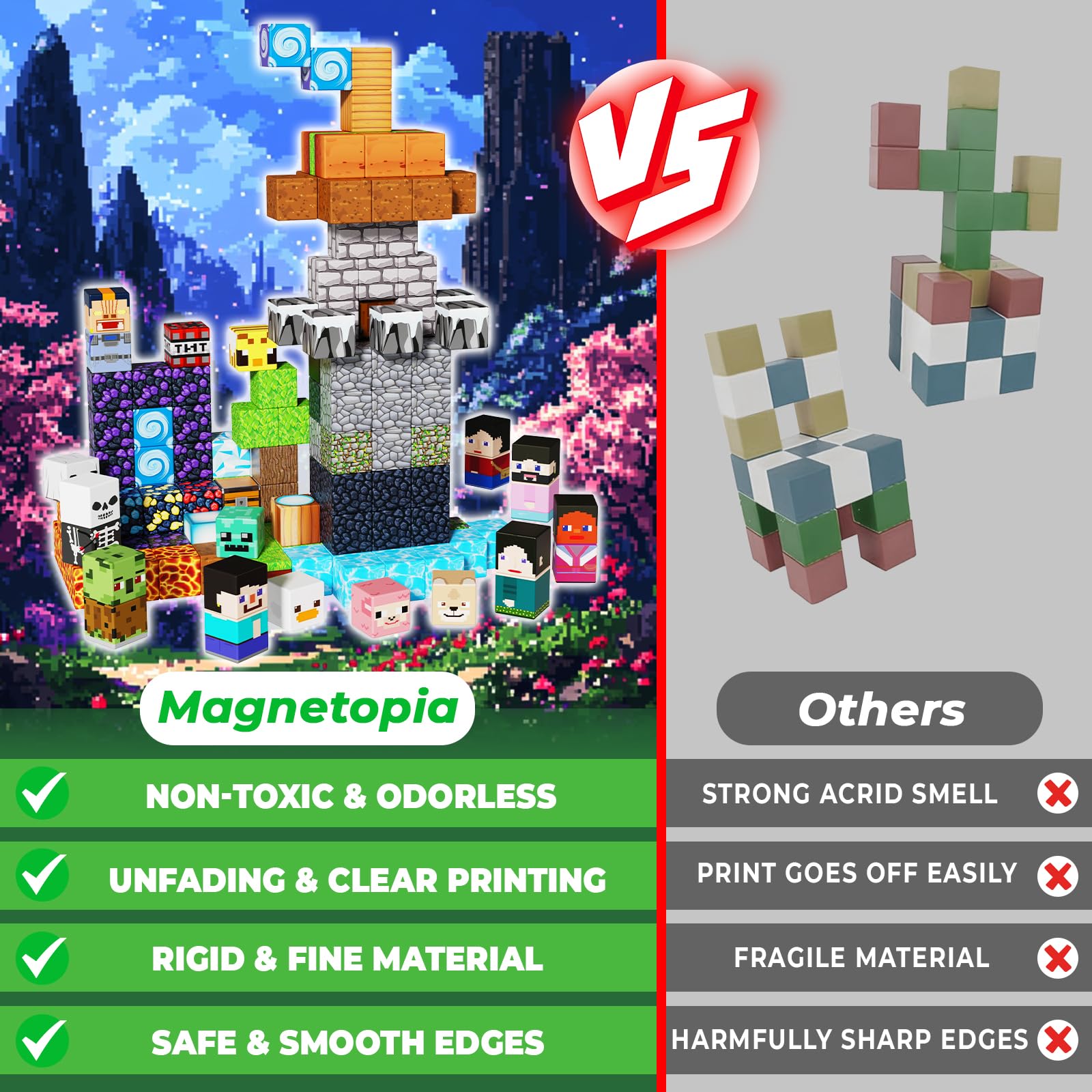Magnetic Blocks - 150PCS Magnetic Building Blocks Cubes Adventurer, Magnet Toys for Kids Age 3+, Toy Building Set for Kids, Magnet Construction Easter