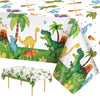 2 Pcs Dinosuar Tablecloth - Plastic Jungle Animal Dino Party Table Cover, Green Disposable Rectangle Dino Themed Table Cloth for Dinosaur Birthday