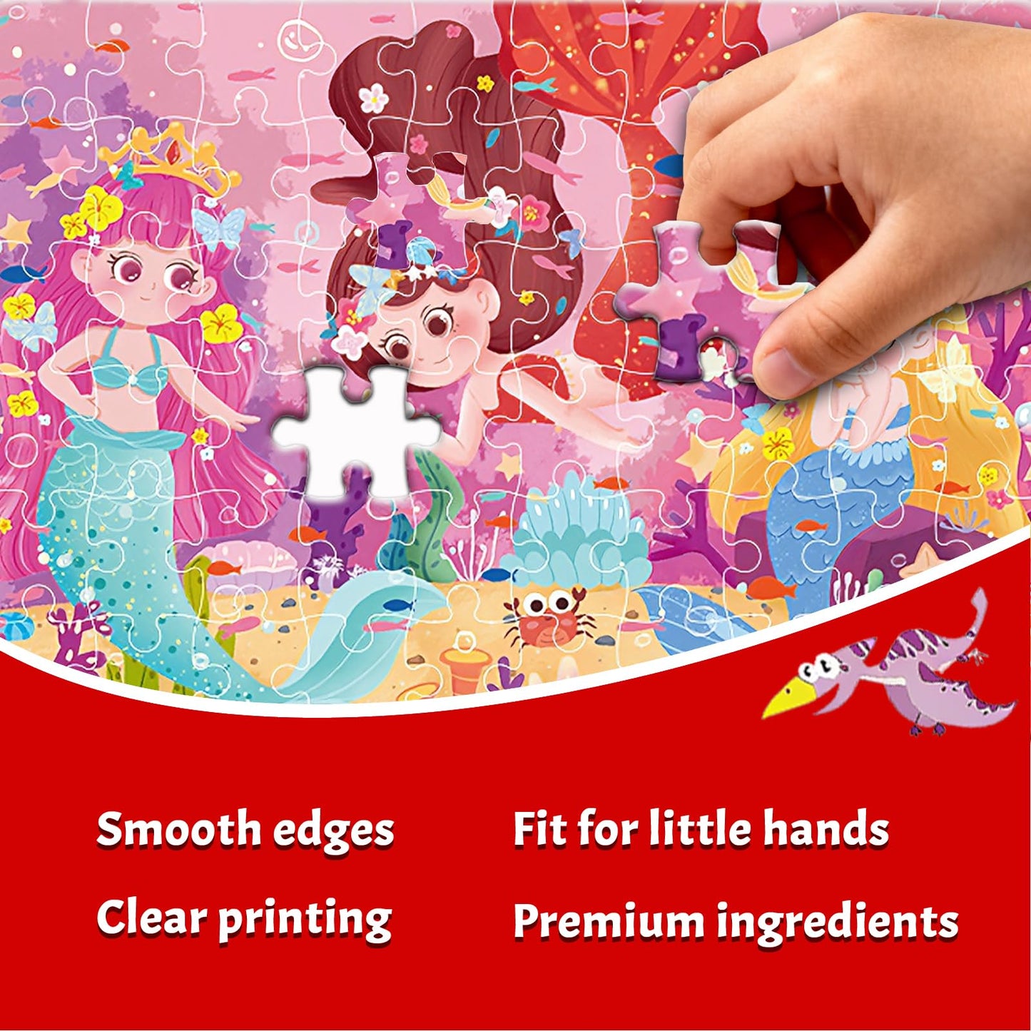GIVEITALL Mermaid Jigsaw Puzzle for Kids Ages 4-10 Years Olds,60 Pieces