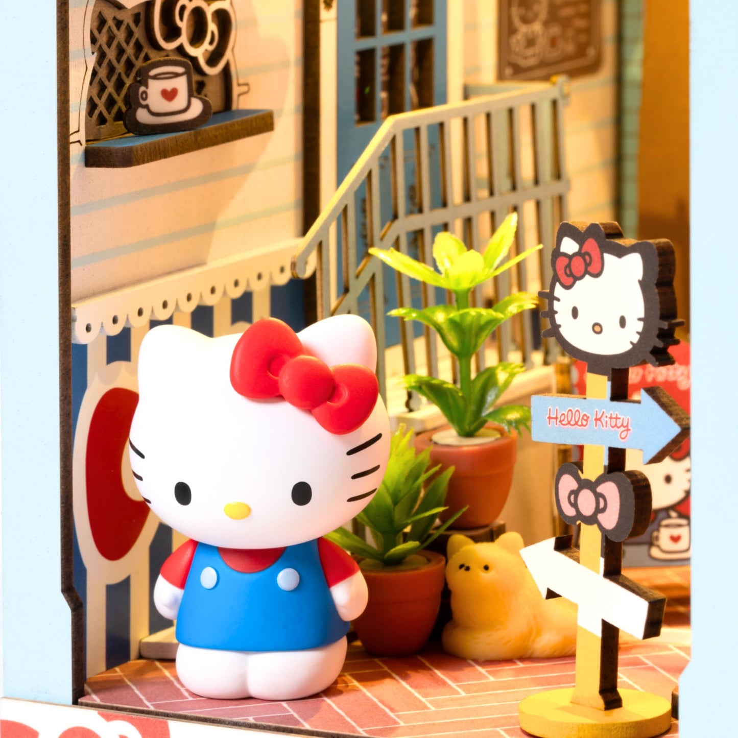 Hands Craft DIY Miniature Kit Book Nook - Hello Kitty Town Square | Whimsical Miniature Scene | Intricate Design, Adorable Charm | LED Lights |