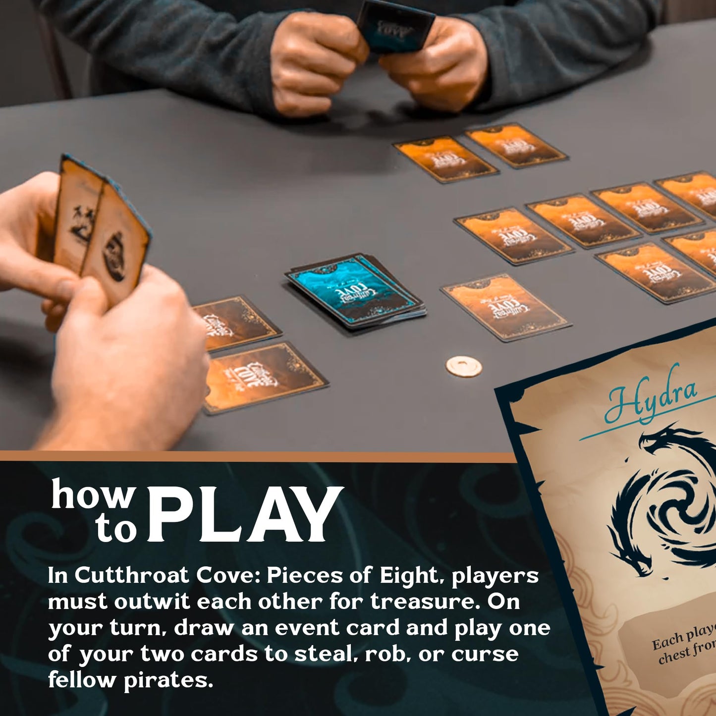 ZERO STRATEGY GAMES Cutthroat Cove: Pieces of Eight - Fast-Paced Pirate-Themed Card Game for 2-4 Players