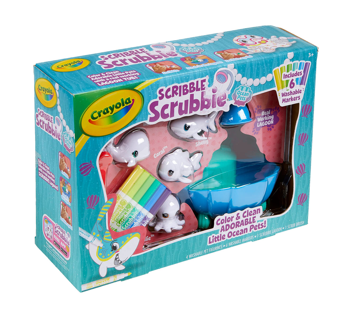 Crayola Scribble Scrubbie Pets Blue Lagoon Playset, Pet Toys For Girls & Boys, Gifts For Kids Ages 3+