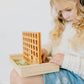 Neutral Wooden Four in a Row Game, Aesthetic Two Player Montessori Travel Board Game for Kids and Adults, Perfect Coffee Table Decor and Housewarming