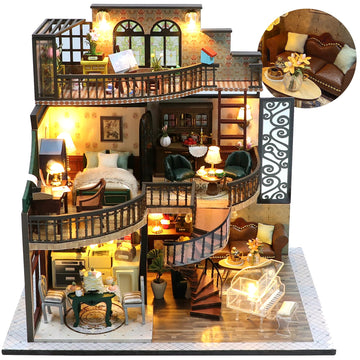 DIY Miniature House Kit, DIY Book Nook with LED Light | 3D Puzzles for Adults and Teens, Tiny House Building Kits for Bookshelf Decor, Creative Gift