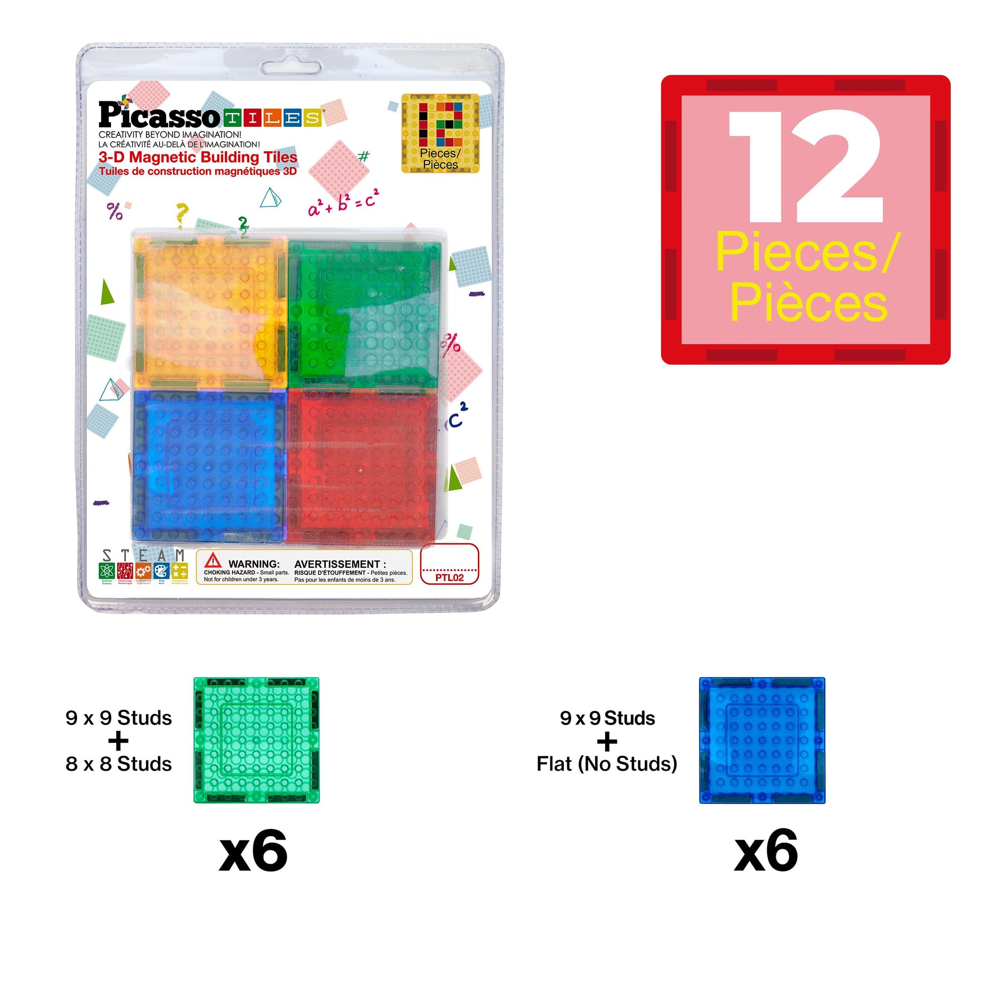 PicassoTiles Magnetic Building Blocks Brick Tiles STEM Creative Magnet Tiles Add Ons Set Construction Toy Socket Spikes Accessory Toys Educational