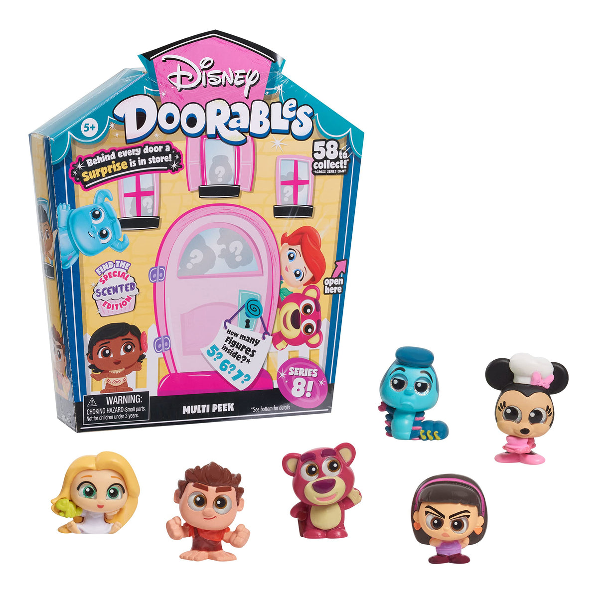Disney Doorables Multi Peek Series 8 Featuring Collectible Scented Figures, Styles May Vary, Officially Licensed Kids Toys for Ages 5 Up by Just Play