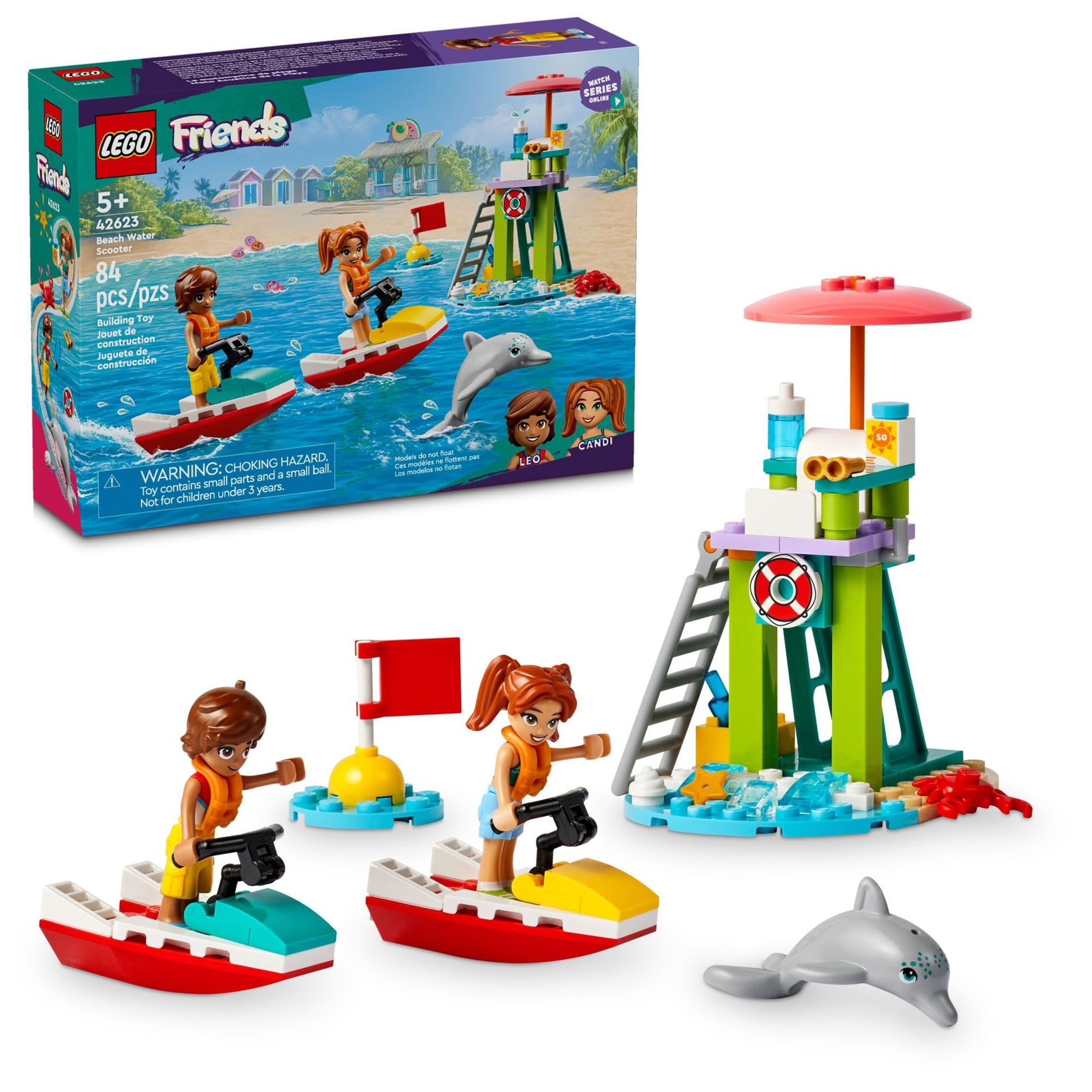 LEGO Friends Beach Water Scooter, Lifeguard Toy Building Set for Kids, Beach Toy Gift Idea for Girls and Boys Ages 5 Years and Up with 2 Mini Dolls