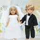 18 Inch Doll Clothes Accessories Wedding Set, Bride Wedding Dress and Groom Suit Outfit, Veil, Bow Tie for American 18 Inch Doll Girl Boy Ball Party