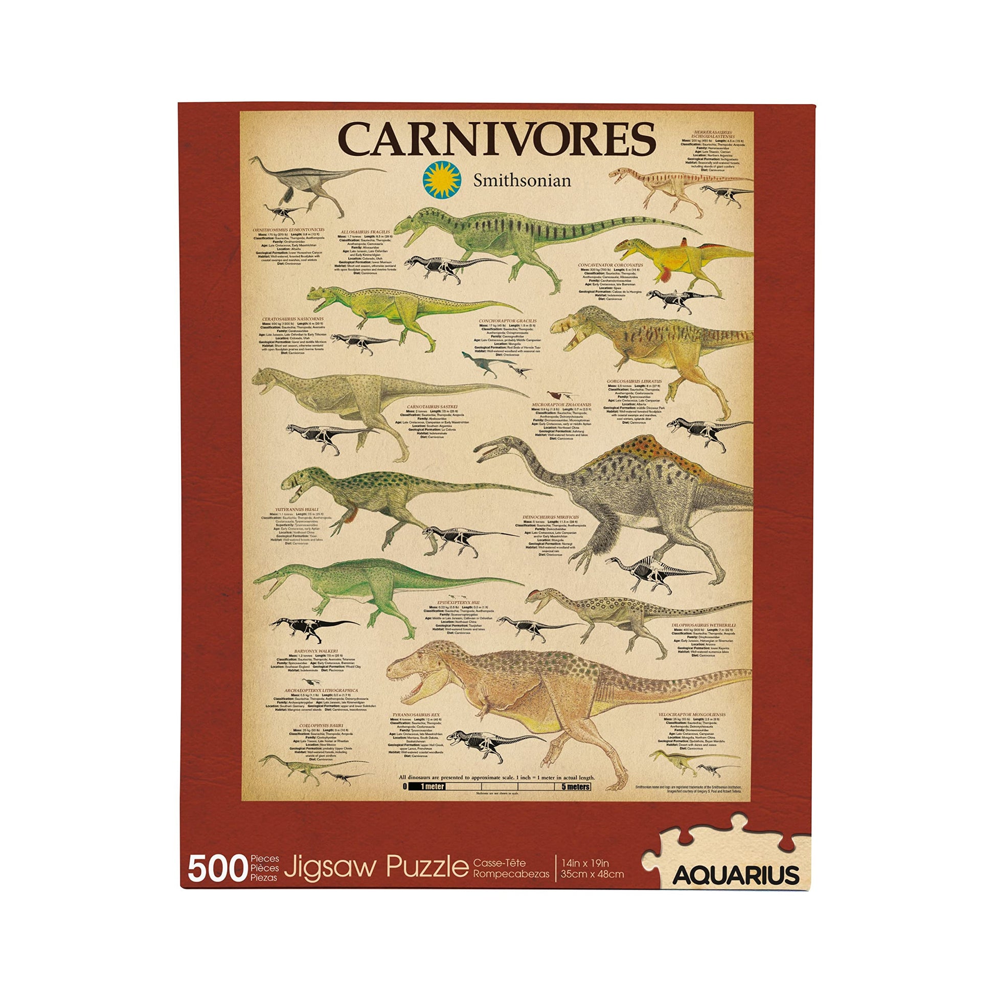 AQUARIUS Smithsonian Carnivores Donosaur 500 Piece Jigsaw Puzzle