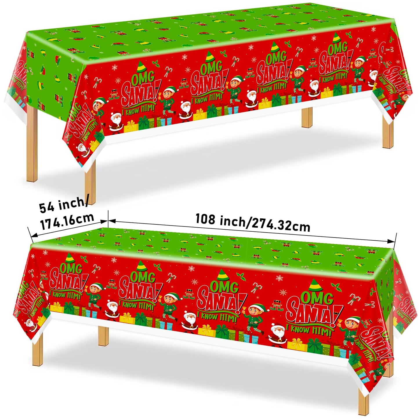 HigzYovn 3Pcs Santa I Know Him Decorations Buddy The Elf Christmas Decorations Santa Christmas Tablecloth