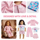 6pcs Doll Clothes Gift for 18 inch Doll Clothes and Accessories, Including 2 Complete Sets of Pajamas