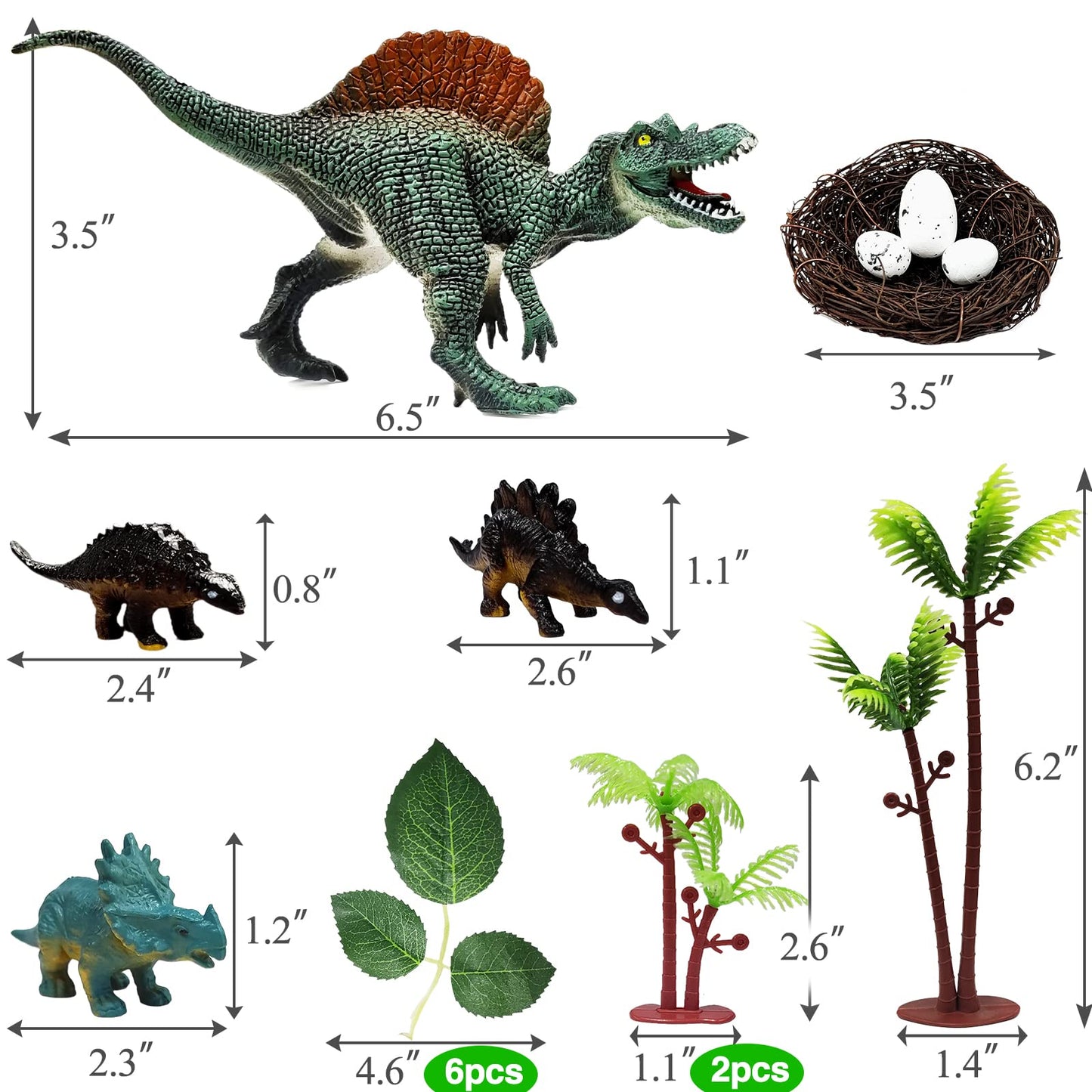 GLAHORSE 26 PCS Dinosaur Cake Toppers With Dinosaur Eggs, Leaves, Trees - Cake Decorations For Kids Birthday Party