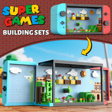 Vziimo Super Player Game Building Sets,Cool Building Blocks Kits for Adults, Openable and Closed 3D Anime Scene Model Creative Idea Gift for Teens 14+