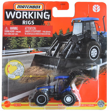 Matchbox New Holland Biodirectional, Working Tractor 1:64 Scale, Blue, 3+ Kids, Unisex