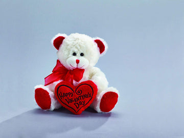 Happy Valentine's Day Bear 8" Animal Plush- White with Red Message Pillow
