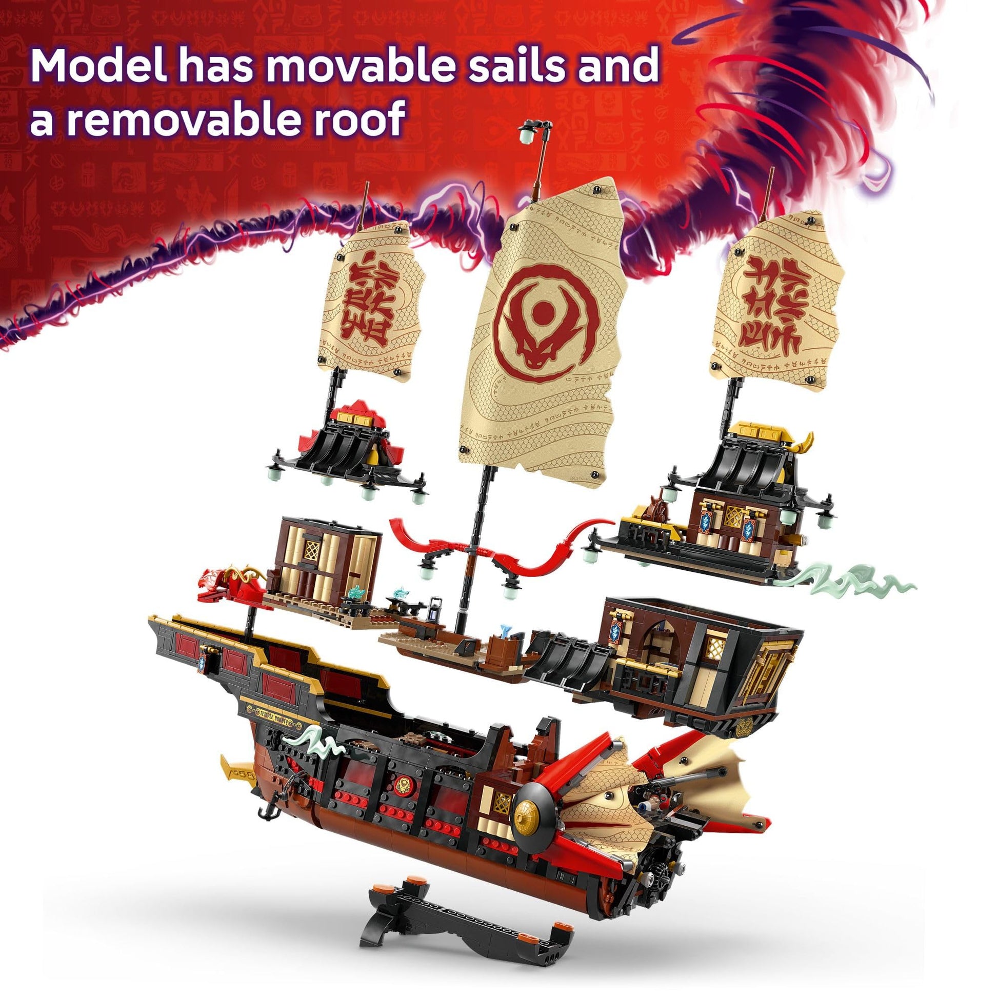 LEGO NINJAGO The Temple Bounty Building Toy - Multi-Level Boat W/6 Ninja Toy Minifigures for Kids, Ages 14+ - Model Building Kit with Display Stand -
