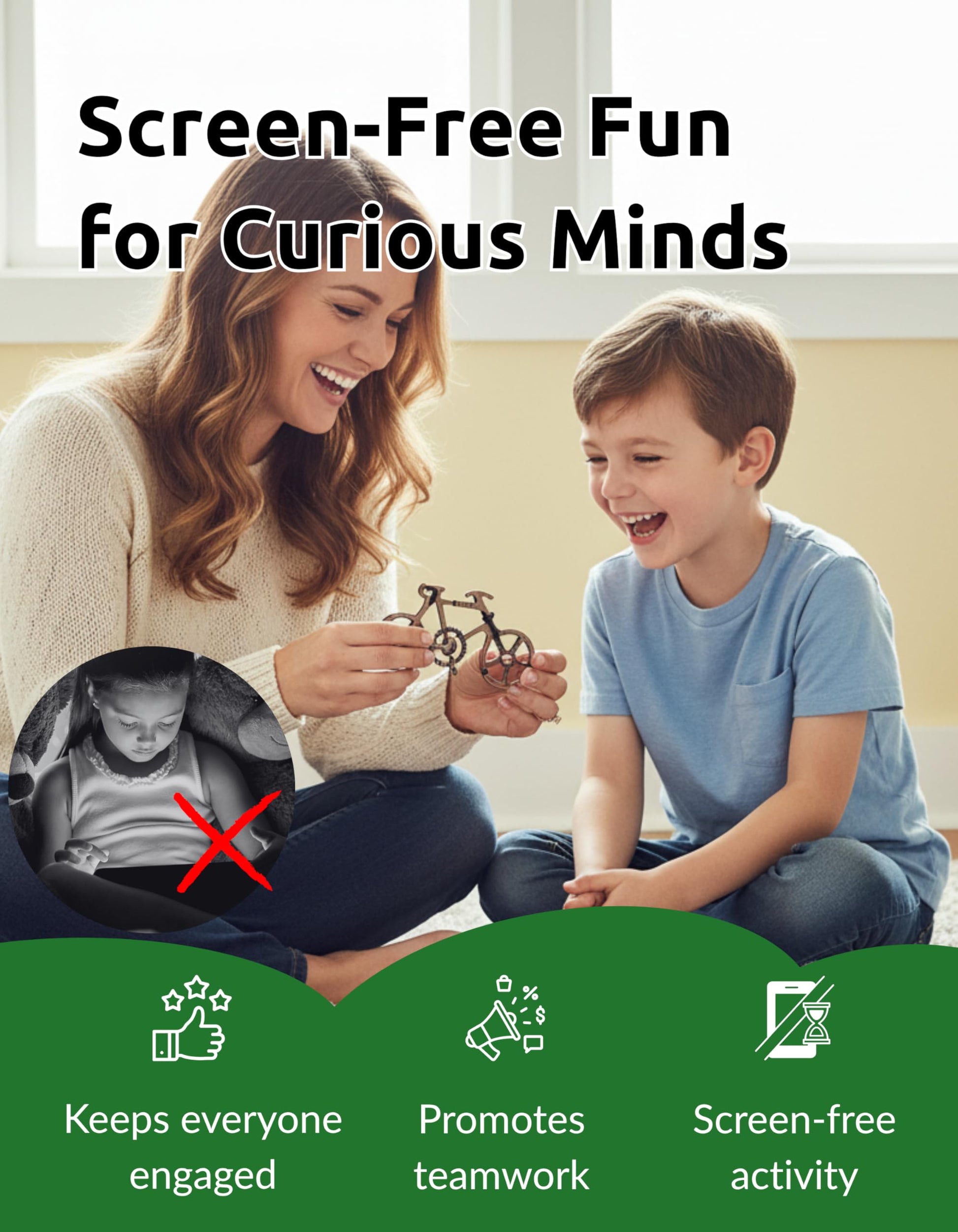 Bicycle Puzzle by Sharp Brain Zone - Premium Durable Metal Brainteaser | Challenging 3D Mechanical Logic Game, Focus & Stress Relief Tool, Travel