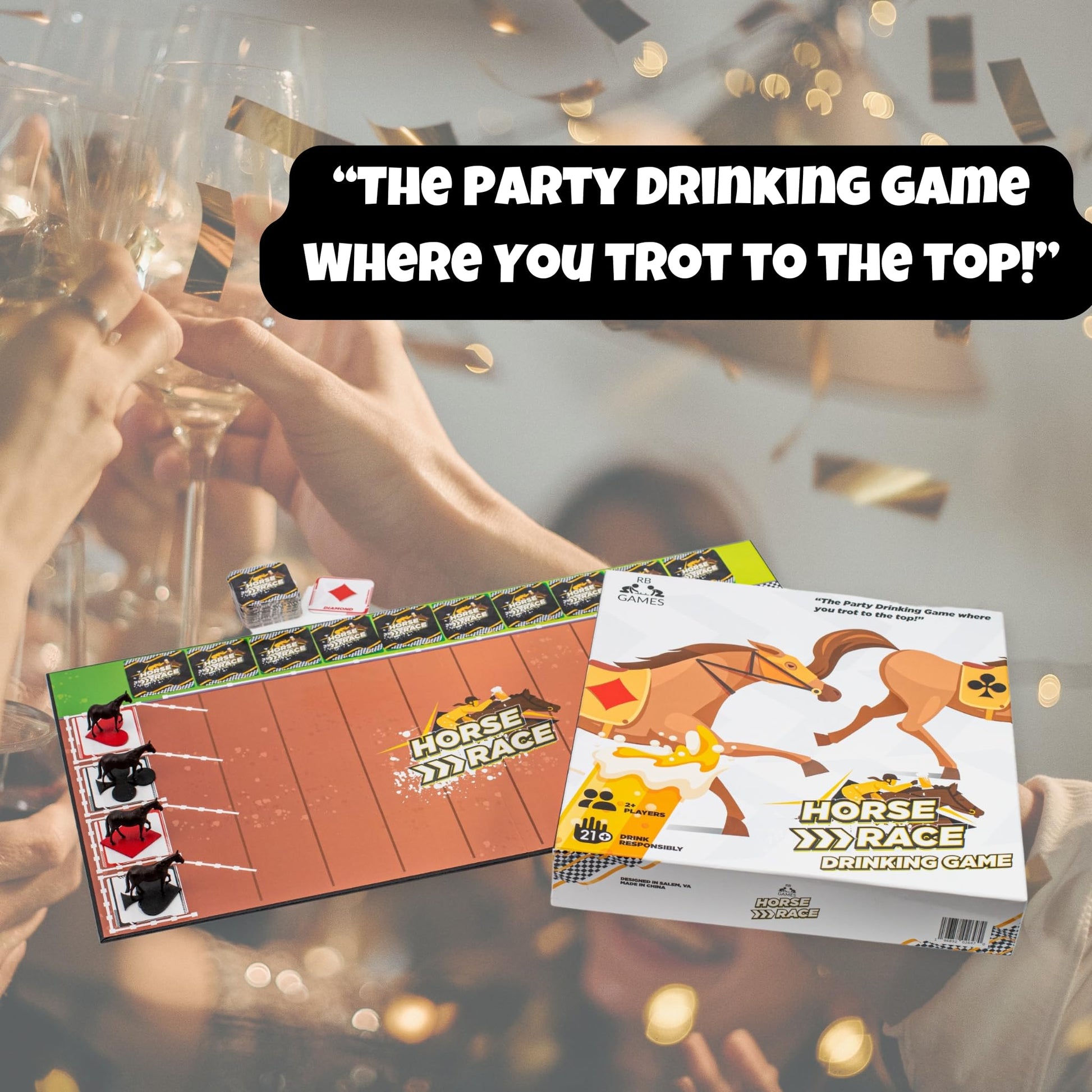 RB Games Horse Race Drinking Game - Fun Adult Party Game with Cards and Game Board - Great for College Parties, Game Nights, Bachelor/Bachelorette