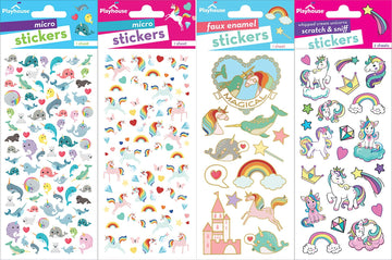 Playhouse Unicorns and Narwhals Super Glitter & Foil Sticker Sheet Pack for Collecting, Scrapbooking & Classrooms