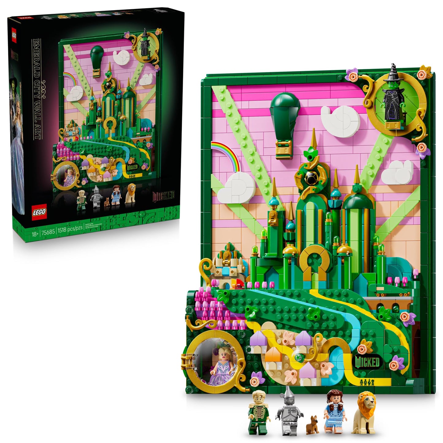 LEGO Wicked Emerald City Wall Art Building Set for Adults - Wall Decor for Living Room, Bedroom, or Dorm - Collectible Wicked Merch for Movie Fans -