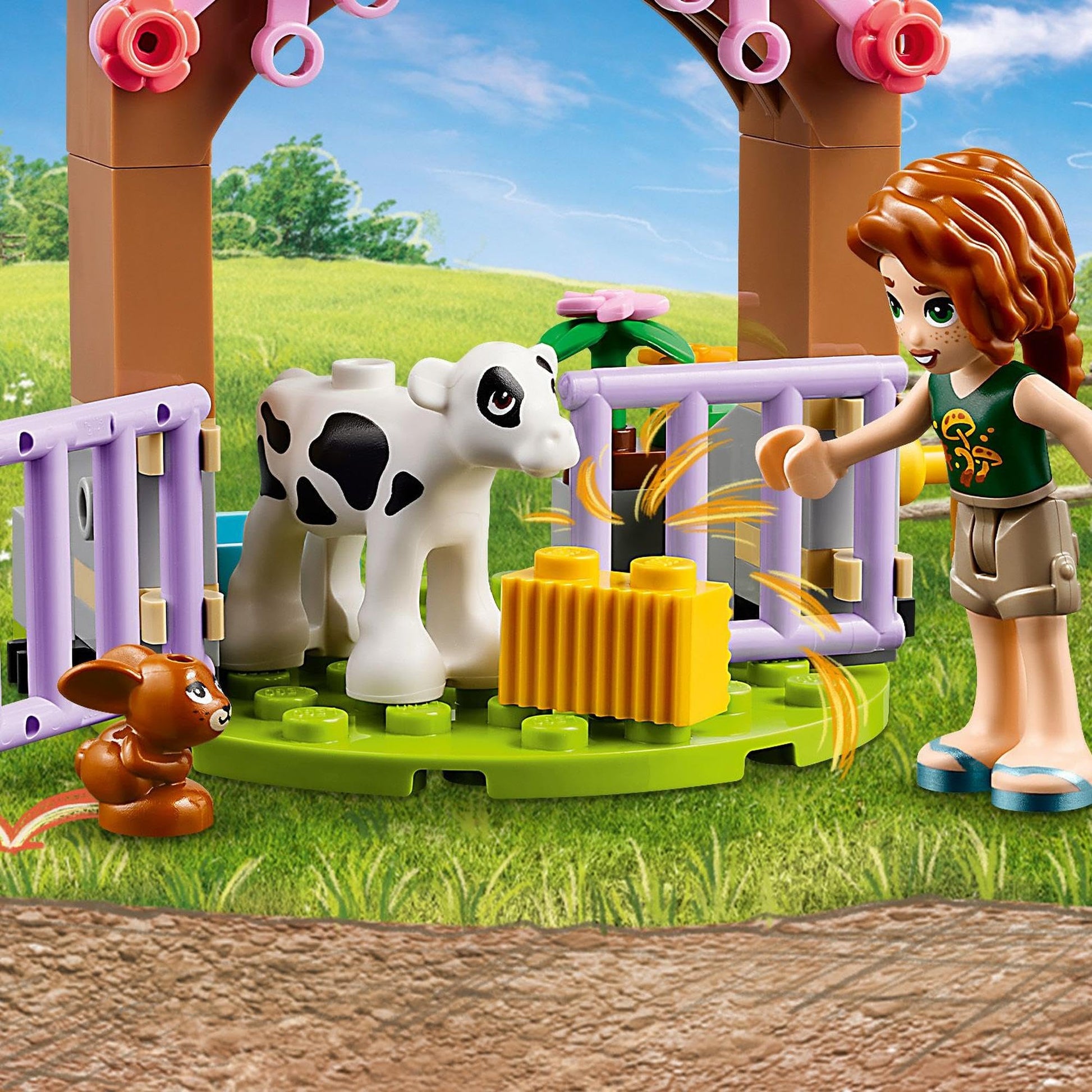 LEGO 42607 Friends Autums Kälbchenstall, 2 Spielfiguren, Kälbchen, Häschen