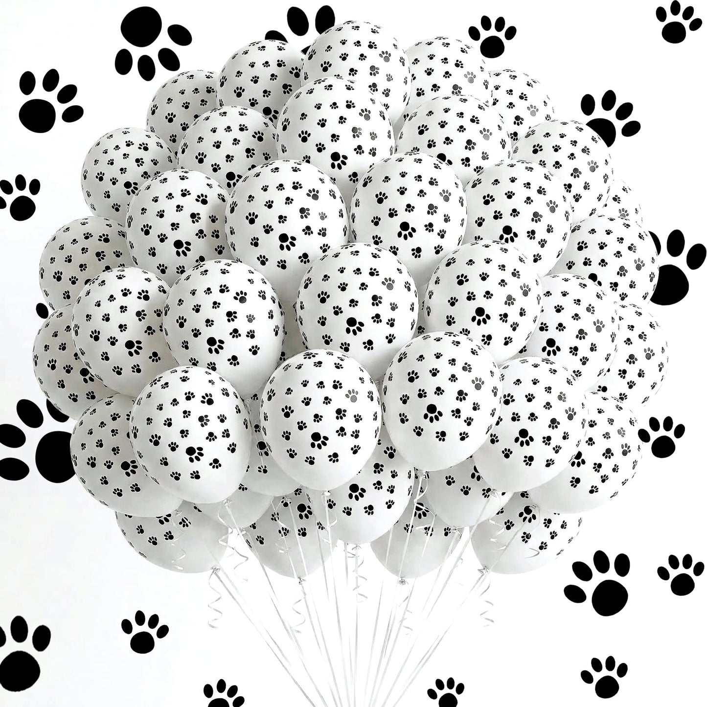 KOOGEL 100 PCS 12 Inch Dog Paw Print Balloons for Pet Party Decorations