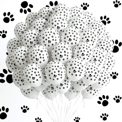 KOOGEL 100 PCS 12 Inch Dog Paw Print Balloons for Pet Party Decorations