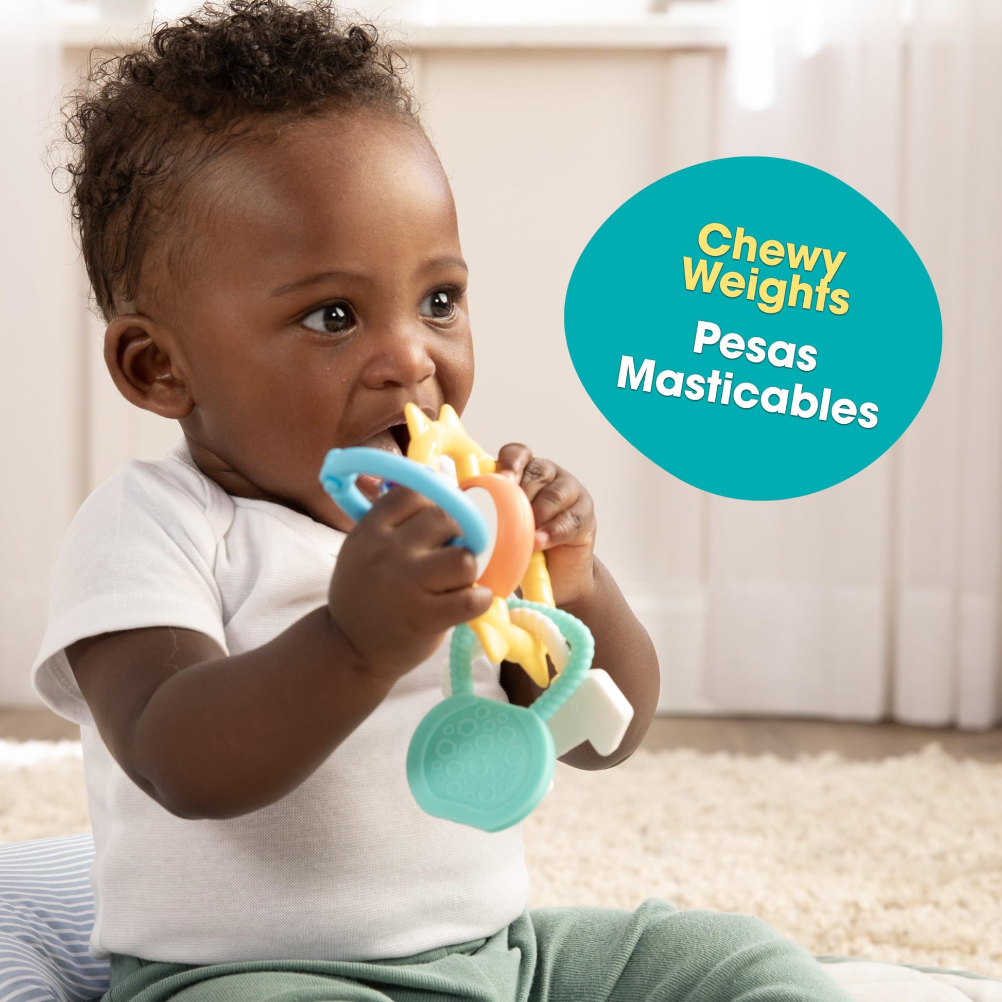 BEBE FUERTE Strong & Sunny Clip On Stroller Toy by Robin Arzon - Developmental Baby Teething Toys - Travel Toys for Infants - Teething Toy for 0