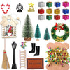 39 Pcs Doll House Decoration Miniatures Dollhouse Accessories Small Scene Model Light Mini Tree Gift Boxes Fake Light Door Miniature Scene Model