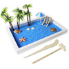 Timani Zen Garden for Desk - Zen Garden Sand Kit, Artificial Palm Tree, Rakes & Accessories - Meditation Decor Office Home Desktop Relaxation Sandbox
